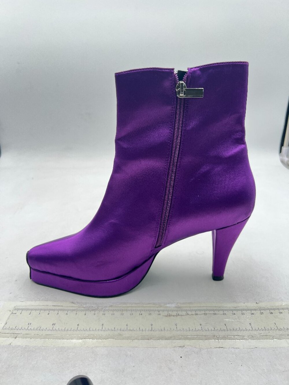 Purple Women Comfort Ankle Boots with Platform Side Zipper High Heel Boot
